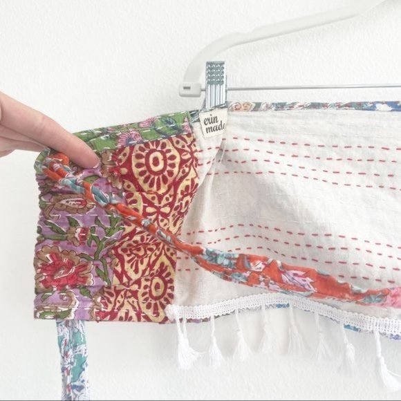 Erin Made Patchwork Crop Top Convertible Bohemian Hand Made Quilted One Size - Picture 9 of 16